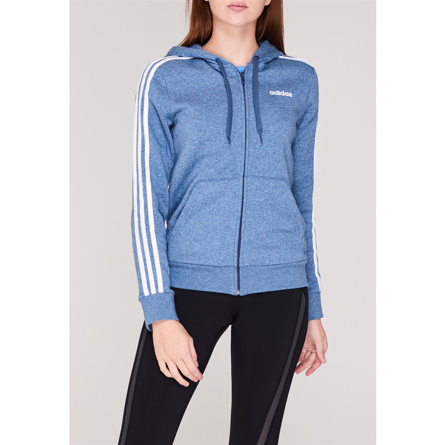 adidas 3 stripe zip hoodie women's